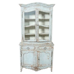 Early 19th Century French Country Louis XV Style Painted Buffet Duex Corps