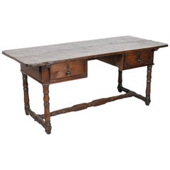 Early 19th Century French Country Oak Desk with Two Drawers