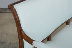 Early 19th Century French Directoire Walnut Settee in Seaglass
