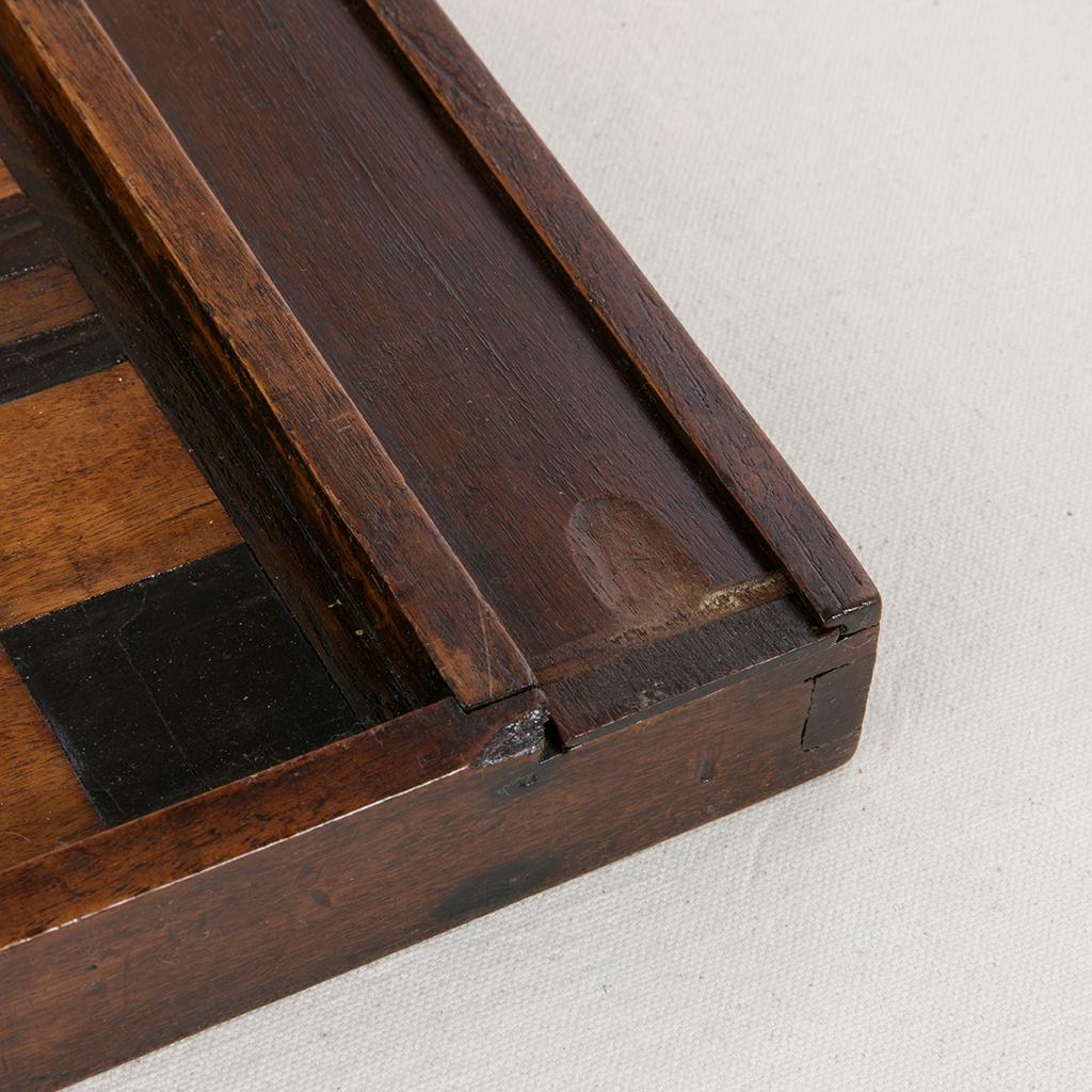 Early 19th Century French Double Sided Marquetry Game Box with Checker Pieces 4