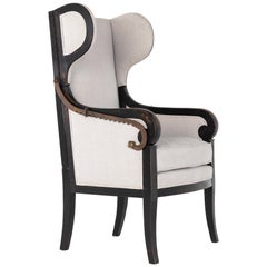 Early 19th Century French Ebonized Reclining Armchair