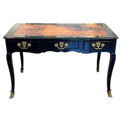 Frühes 19. Jahrhundert Französisch Ebonized Bureau Plat mit Leder oben