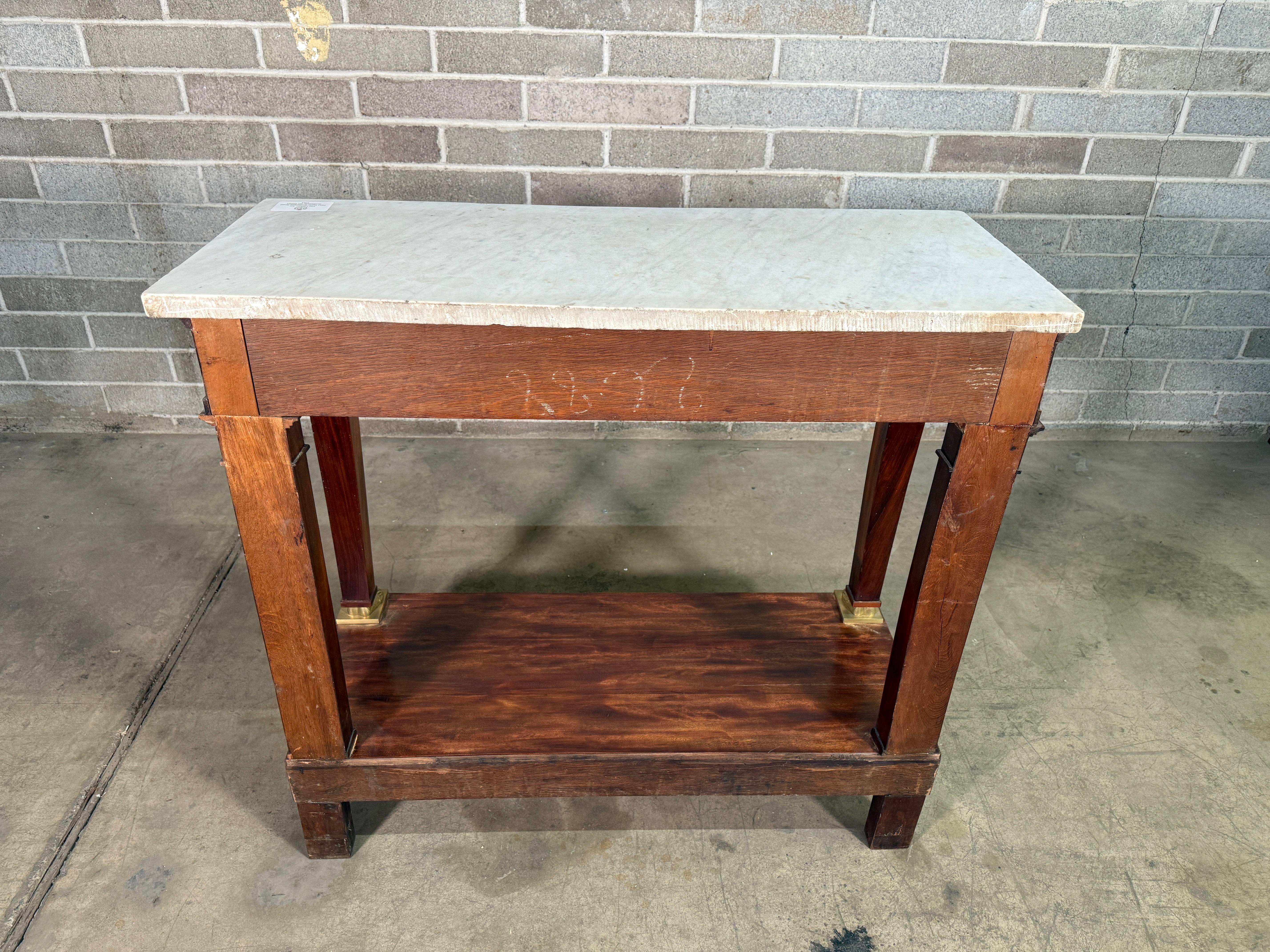 Early 19th Century French Egyptian Empire Console - Carrera Marble Ormolu Mounts For Sale 1
