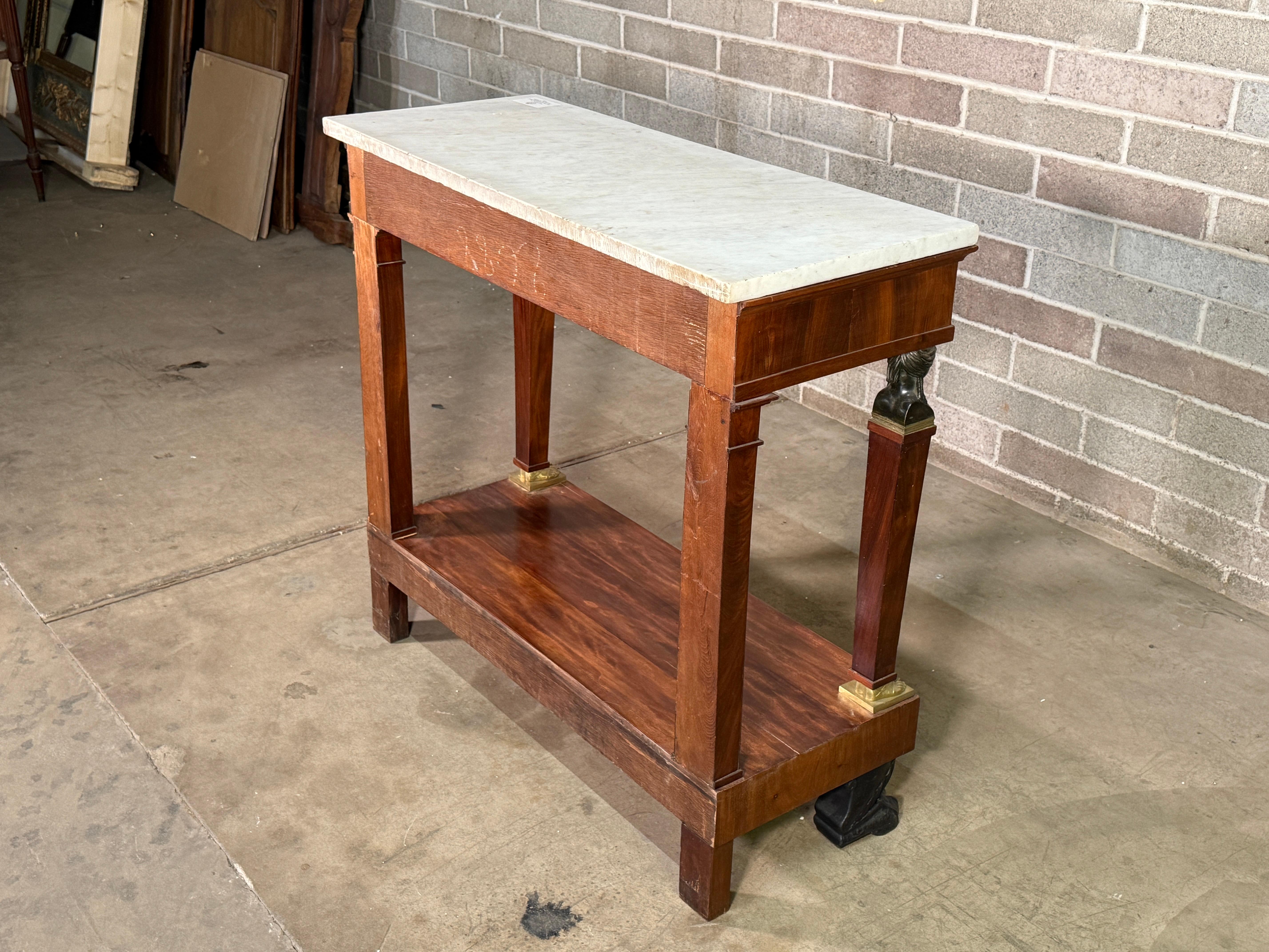 Early 19th Century French Egyptian Empire Console - Carrera Marble Ormolu Mounts For Sale 2