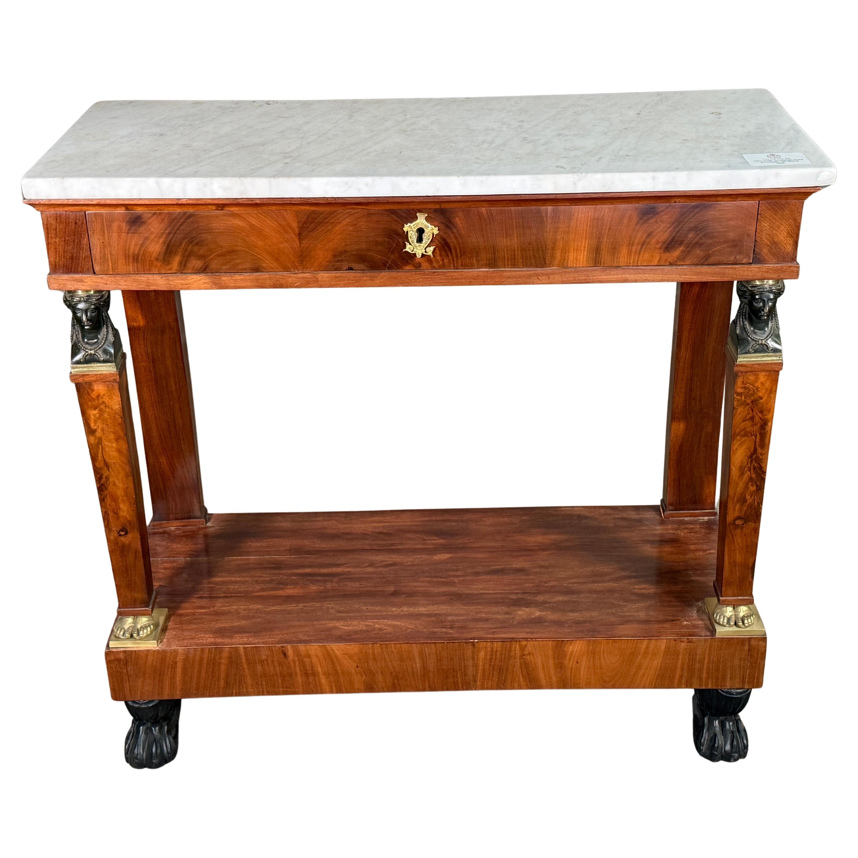 Early 19th Century French Egyptian Empire Console - Carrera Marble Ormolu Mounts
