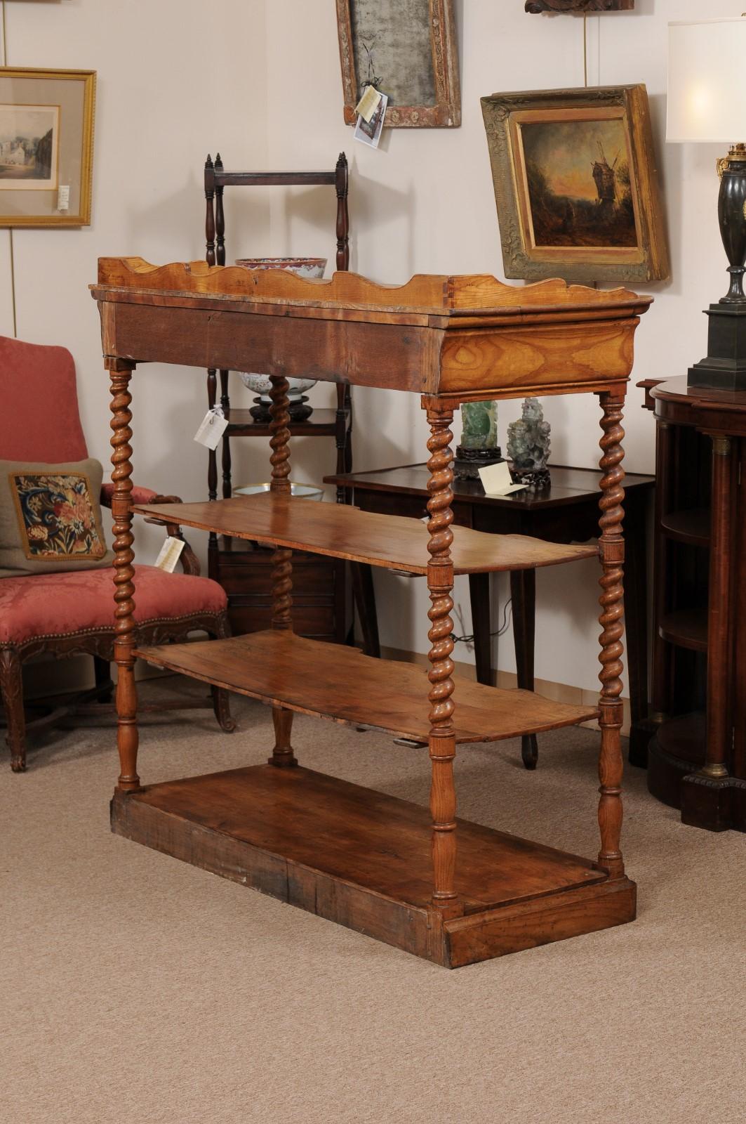 Early 19th Century French Elm Etagere with Drawer For Sale 8