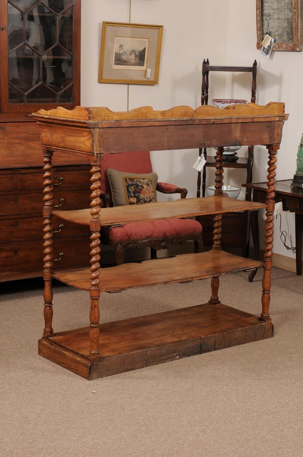 Early 19th Century French Elm Etagere with Drawer For Sale 10