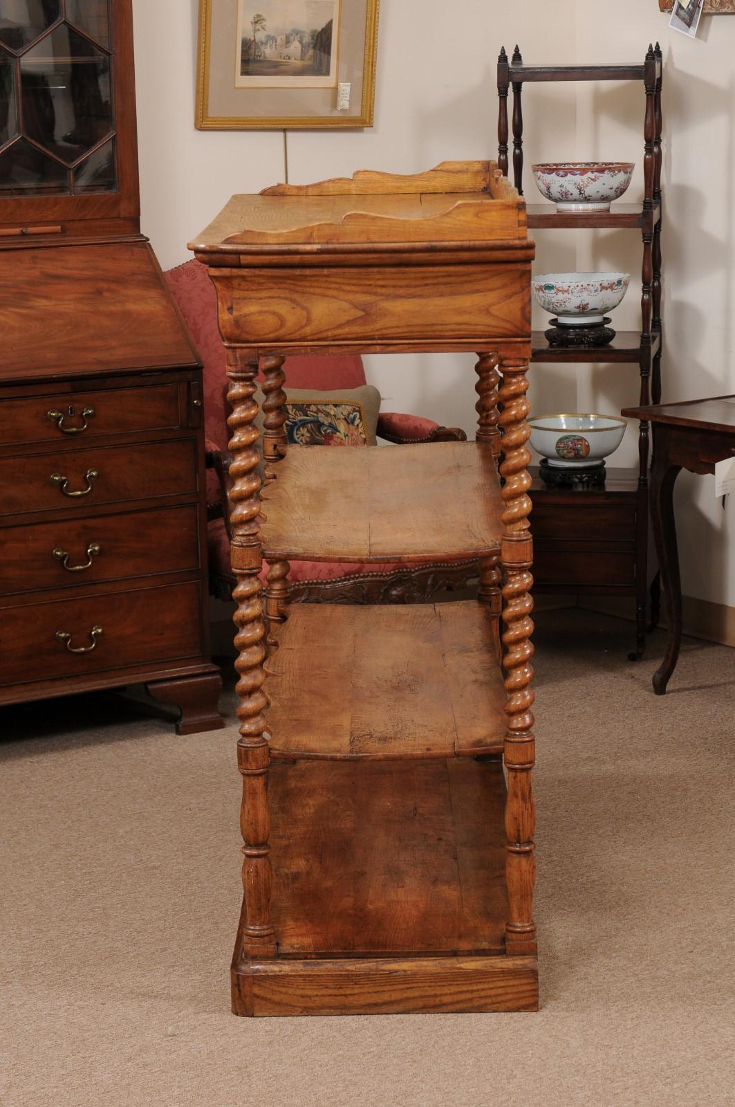 Early 19th Century French Elm Etagere with Drawer For Sale 11