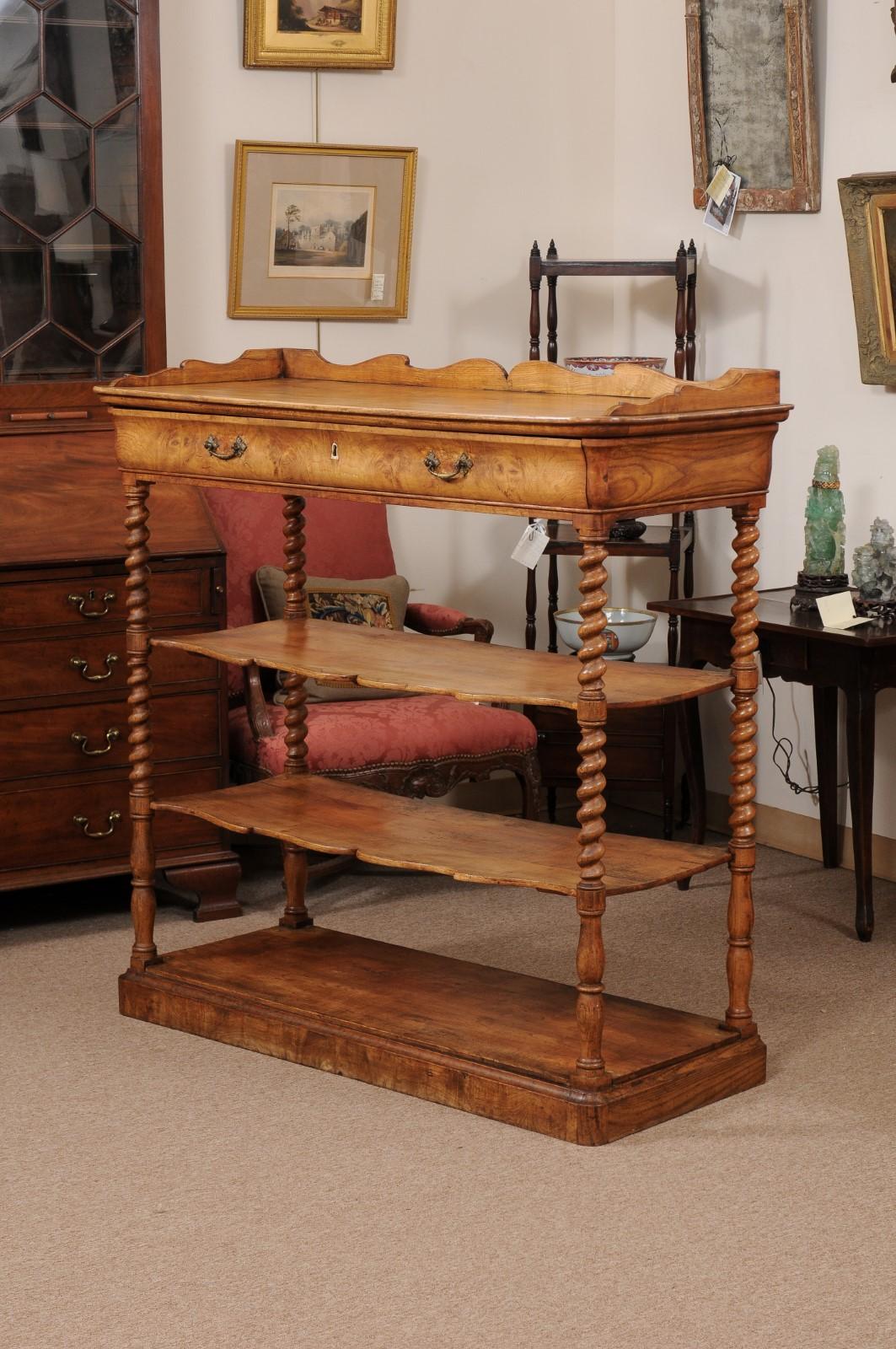 Early 19th Century French Elm Etagere with Drawer For Sale 12