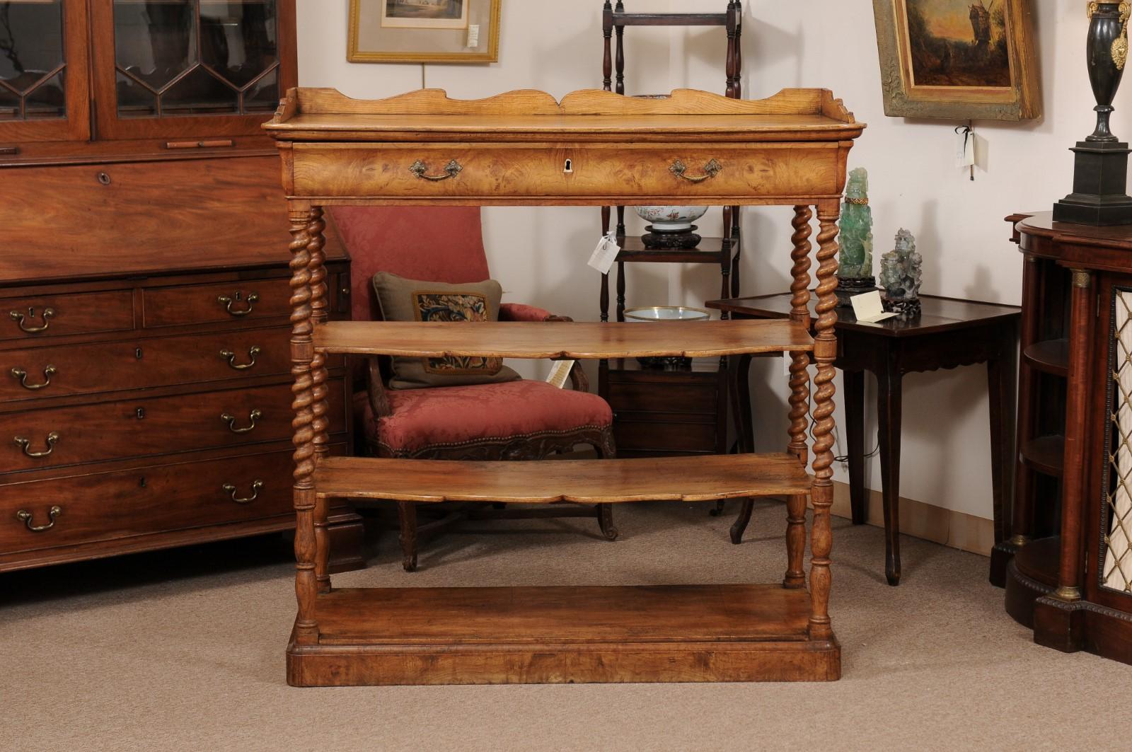 Early 19th Century French Elm Etagere with Drawer For Sale 13