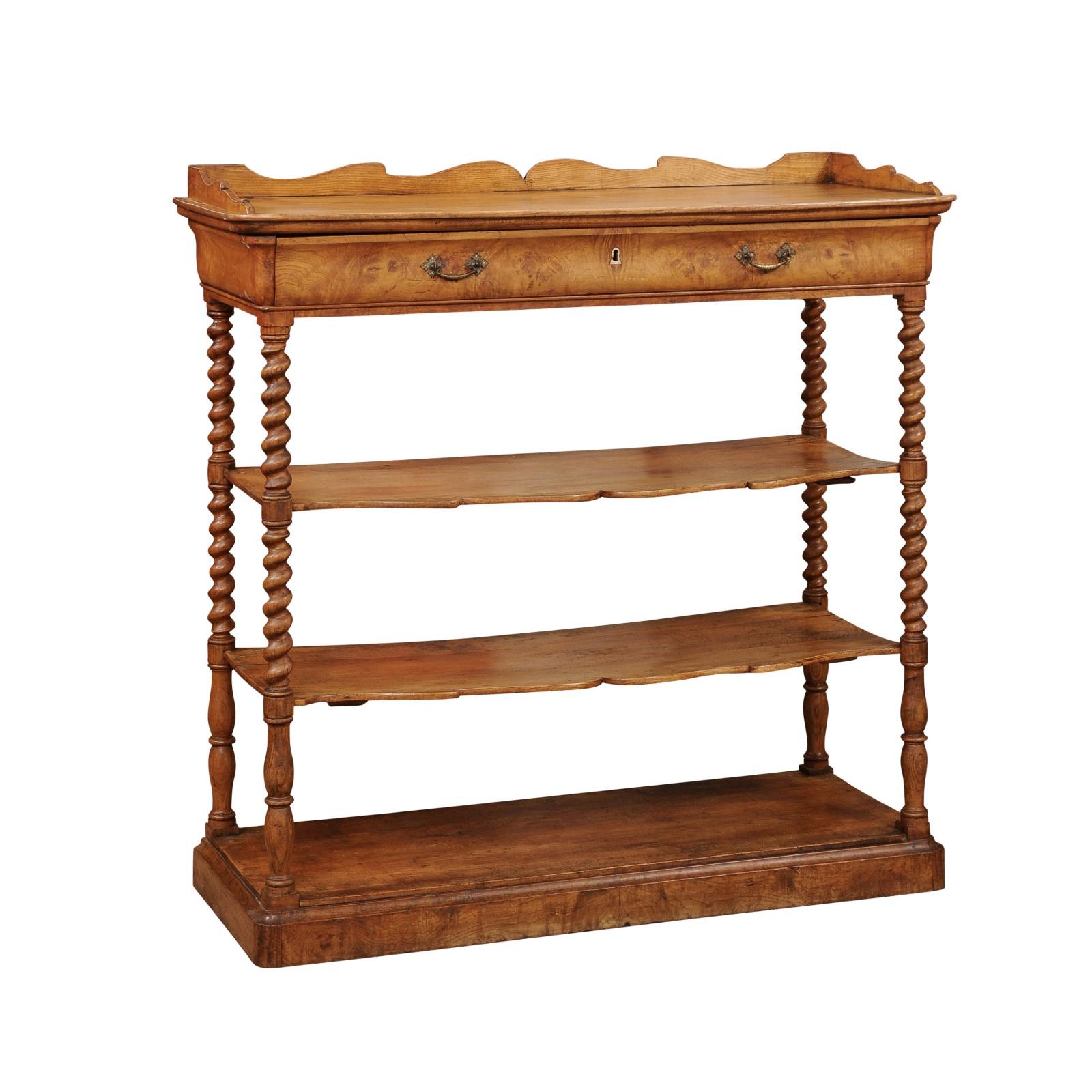 Early 19th Century French Elm Etagere with Drawer In Good Condition For Sale In Atlanta, GA