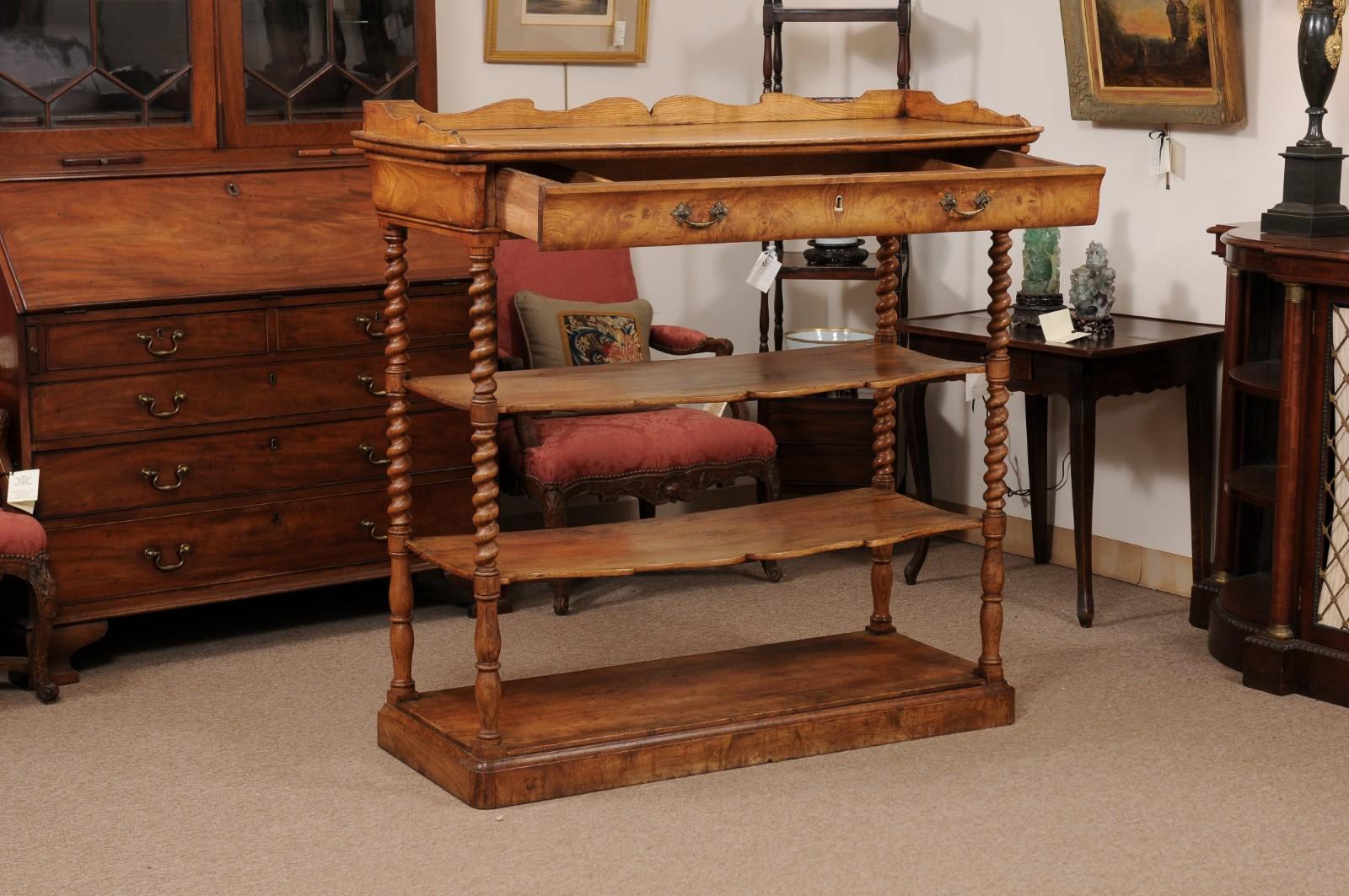 Early 19th Century French Elm Etagere with Drawer For Sale 4