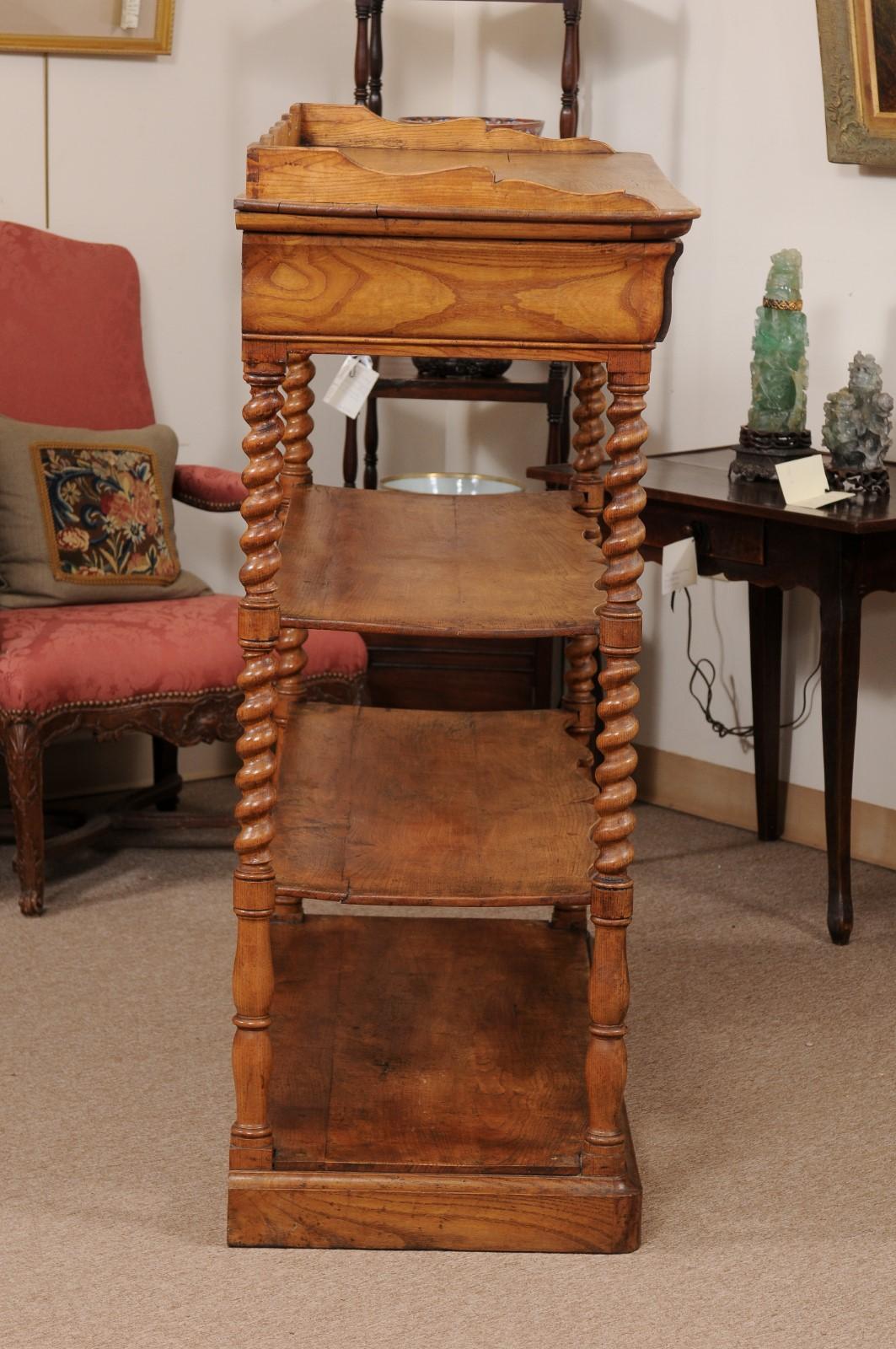Early 19th Century French Elm Etagere with Drawer For Sale 7