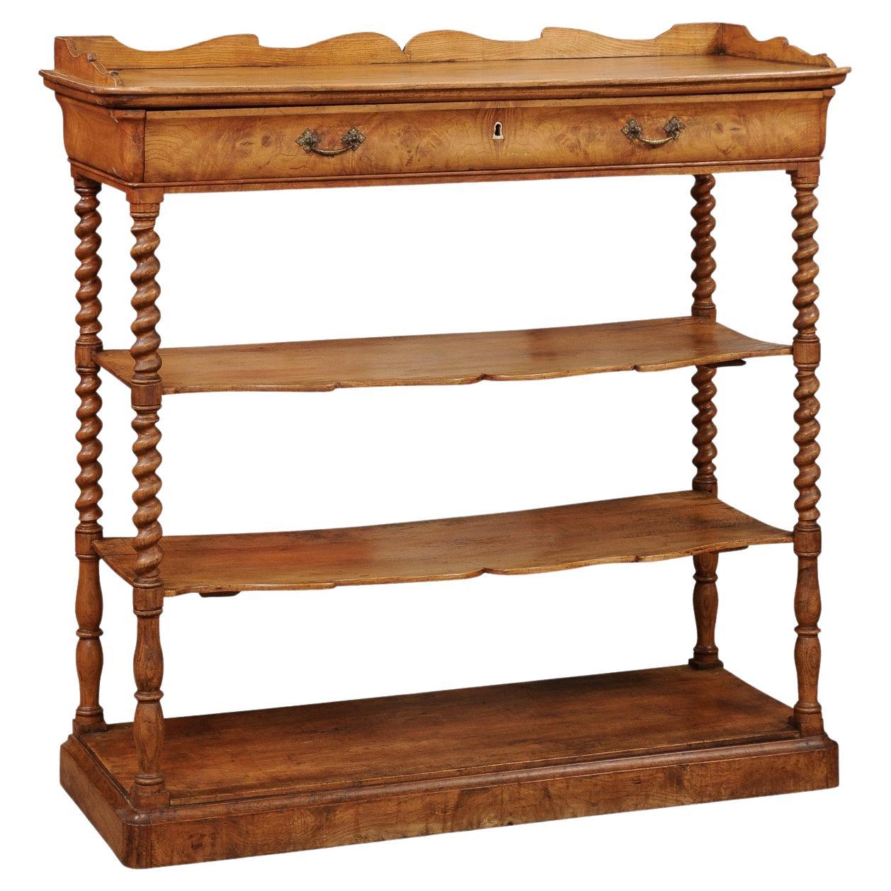 Early 19th Century French Elm Etagere with Drawer For Sale