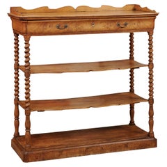 Antique Early 19th Century French Elm Etagere with Drawer