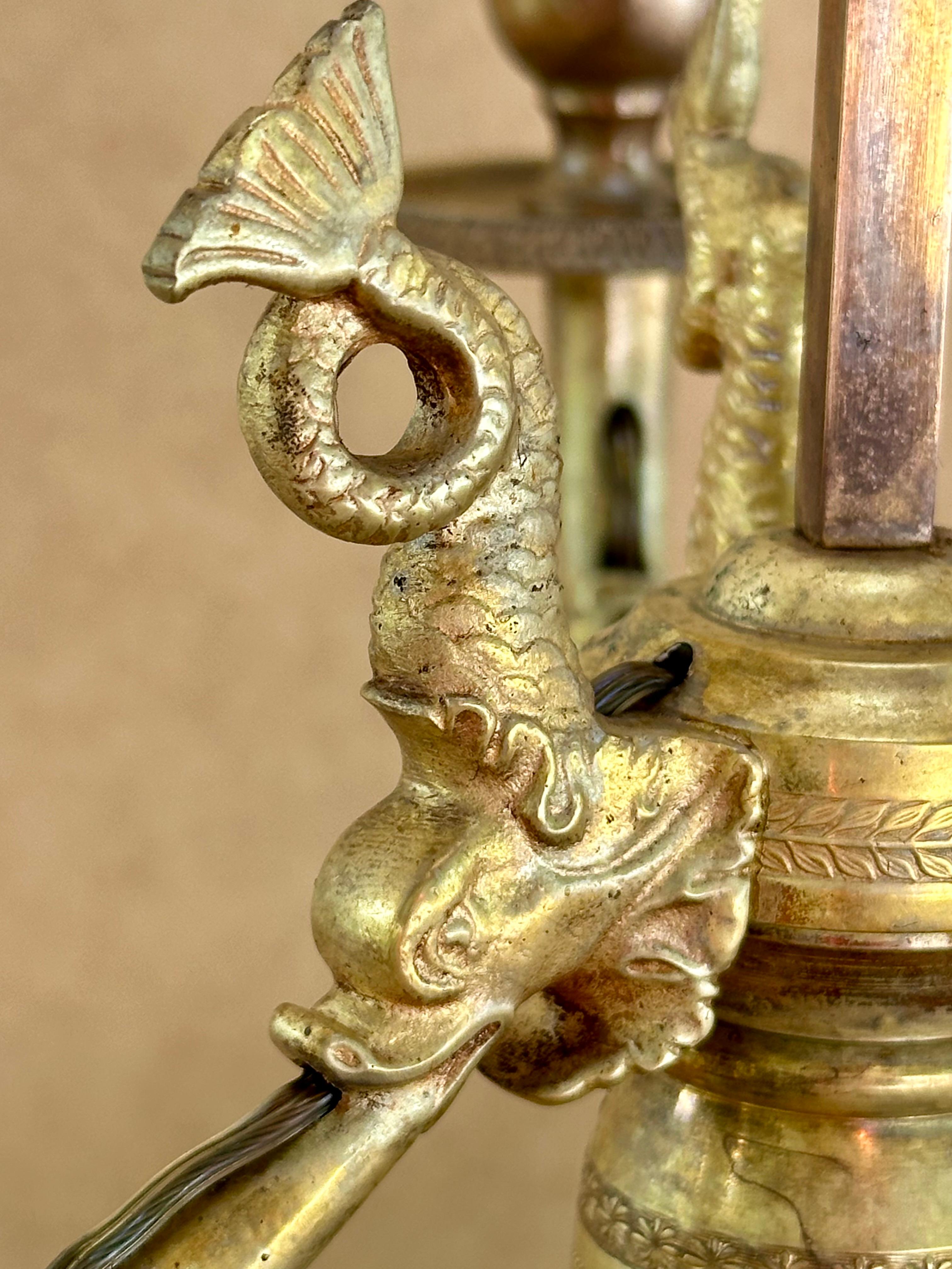 Français Lampe de table à trois lumières Empire du début du 19e siècle en vente