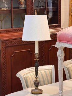 Frühes 19. Jahrhundert Französisches Empire Bronze und Marmor Kerzenständer Lampe