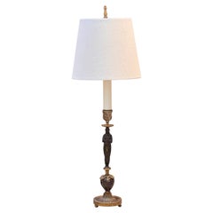 Frühes 19. Jahrhundert Französisches Empire Bronze und Marmor Kerzenständer Lampe