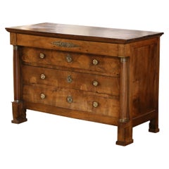Early 19th Century French Empire Carved Walnut Four-Drawer Commode