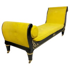 Antique Early 19th Century French Empire Chaise Lounge Daybed