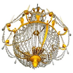 Early 19th Century, French Empire Gilded Bronze and Crystal Chandelier