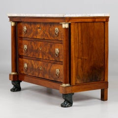 Early 19th Century French Empire Chest Of Drawers with Columns and Paw Feet