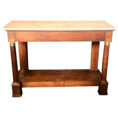 Early 19th Century French Empire Console Table with Marble Top and Bronze Mounts
