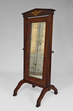 Early 19th Century French Empire Dressing Cheval Mirror / Psyche in Mahogany