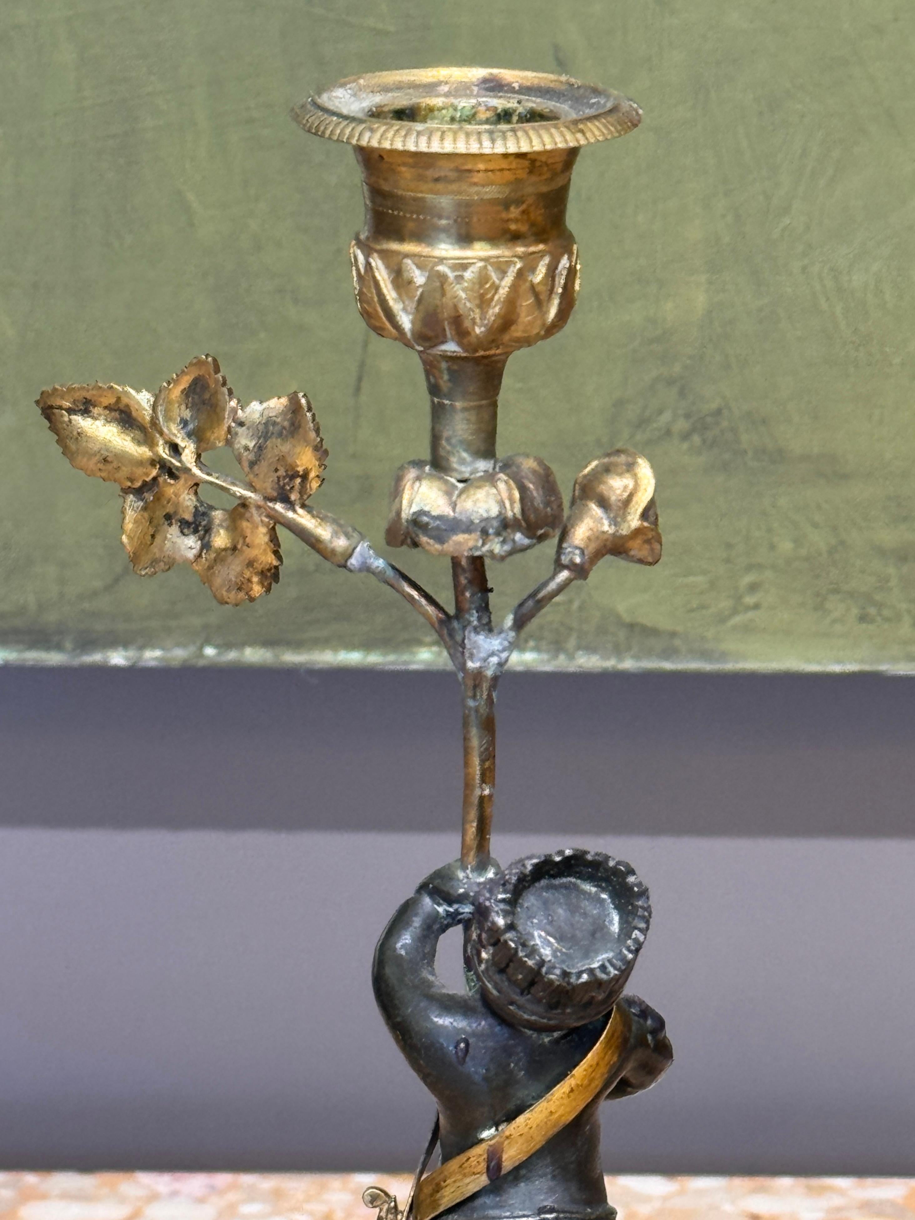Early 19th Century French Empire Figural Bronze Candlesticks For Sale 7