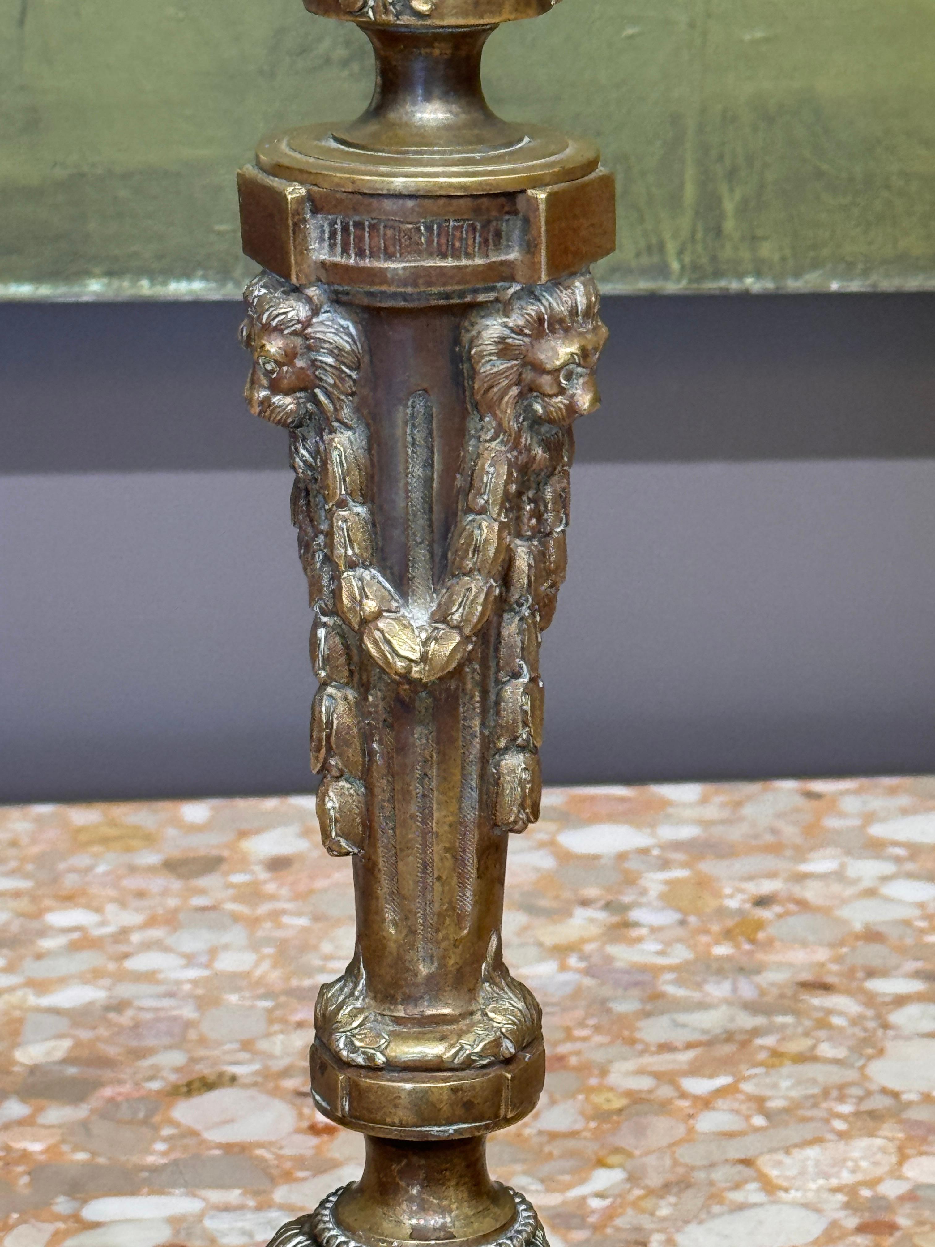 Early 19th Century French Empire Figural Bronze Candlesticks For Sale 8