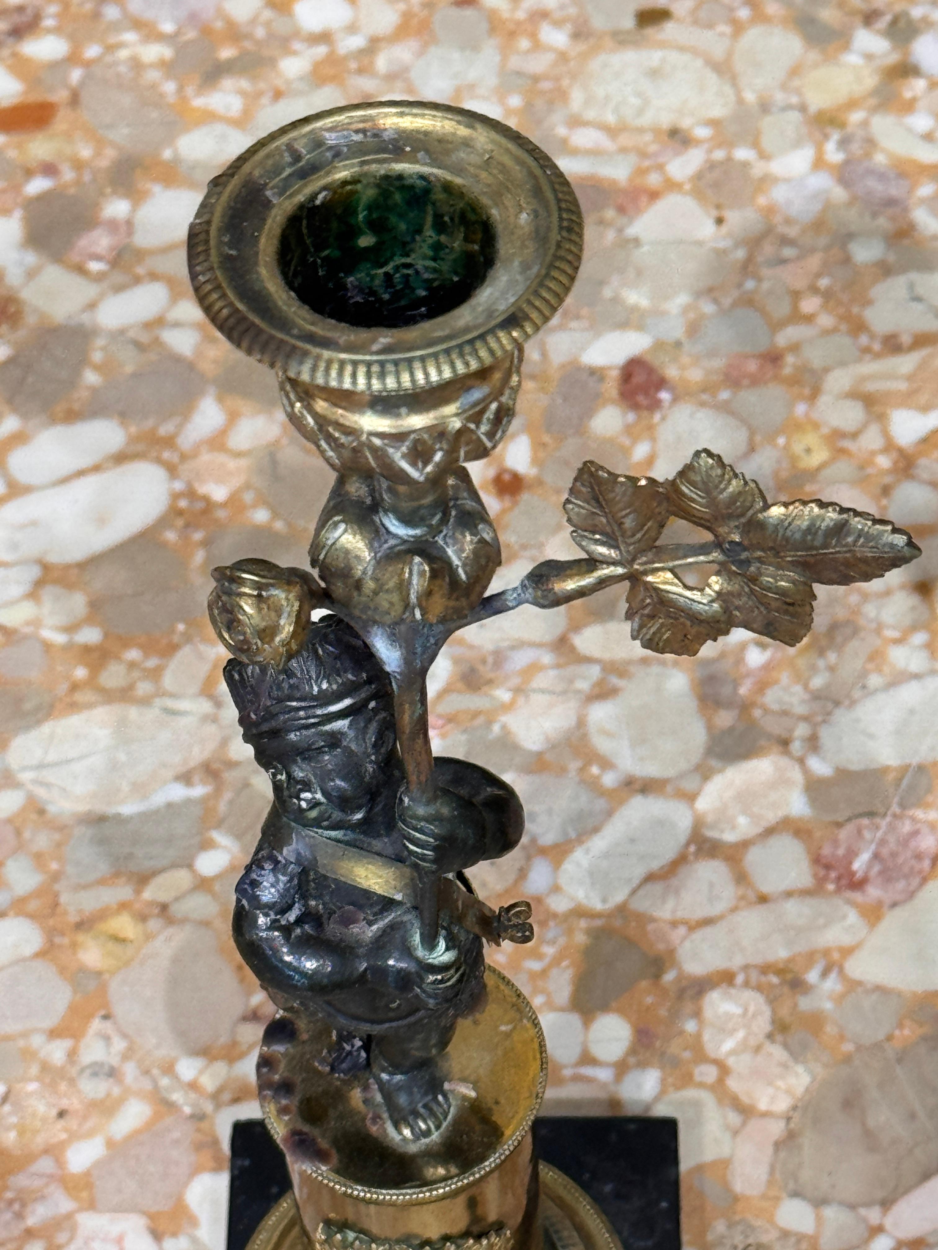 Early 19th Century French Empire Figural Bronze Candlesticks For Sale 4