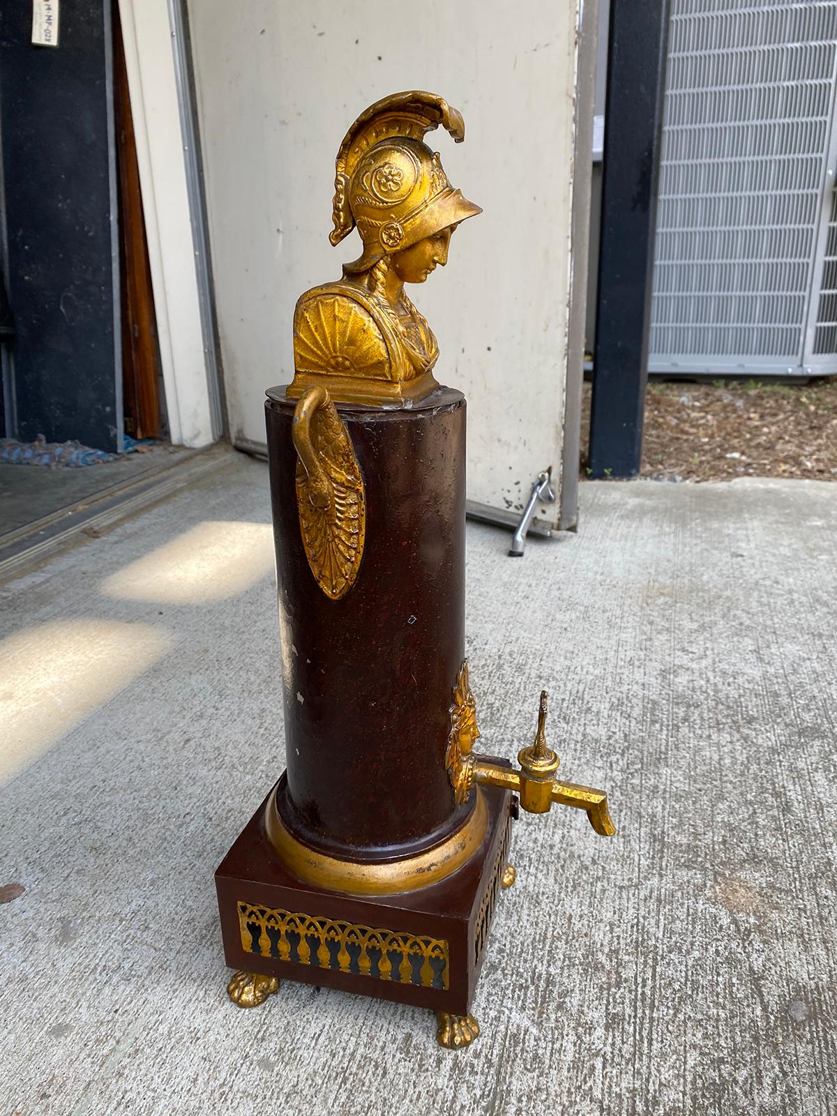Early 19th Century French Empire Gilt Bronze Mounted Tole Peinte Hot Water Urn For Sale 3