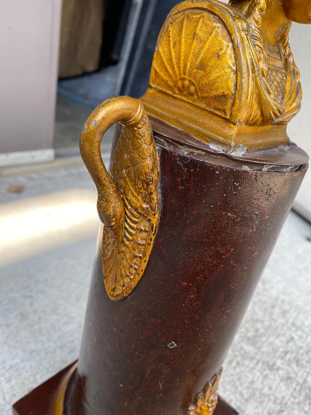 Early 19th Century French Empire Gilt Bronze Mounted Tole Peinte Hot Water Urn For Sale 5