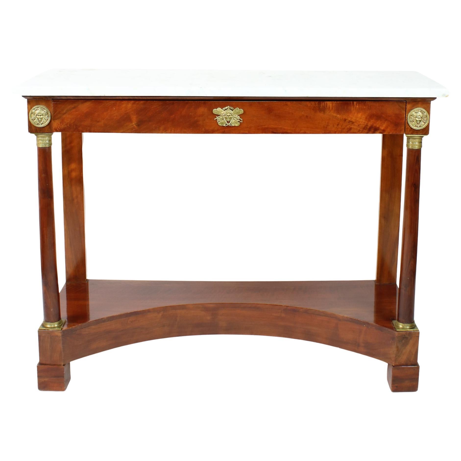 Early 19th Century French Empire Large Neoclassical Walnut Console Table For Sale