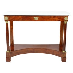 Grande console néoclassique en noyer de style Empire français du début du XIXe siècle