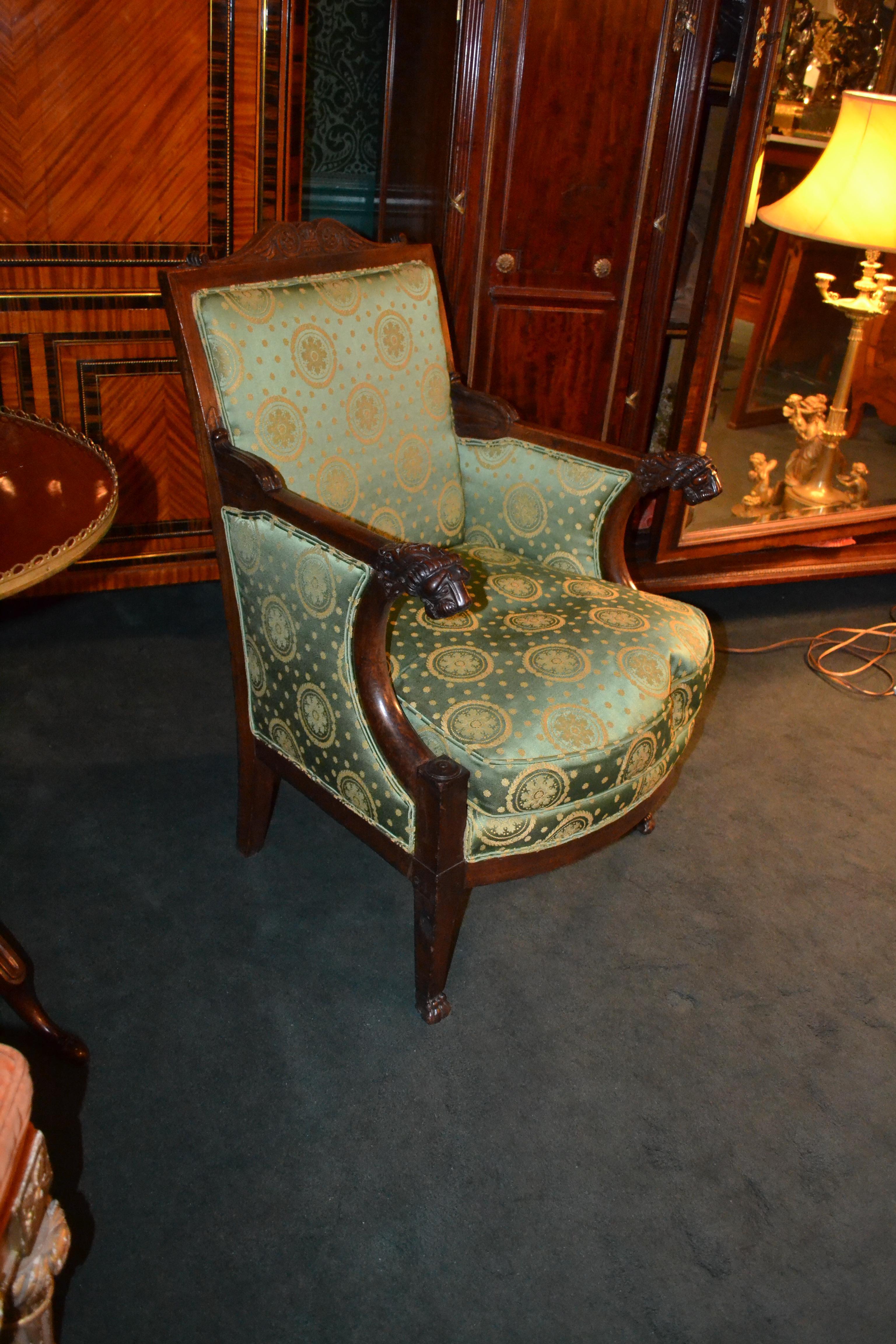 Early 19th Century French Empire Mahogany Armchair For Sale 4