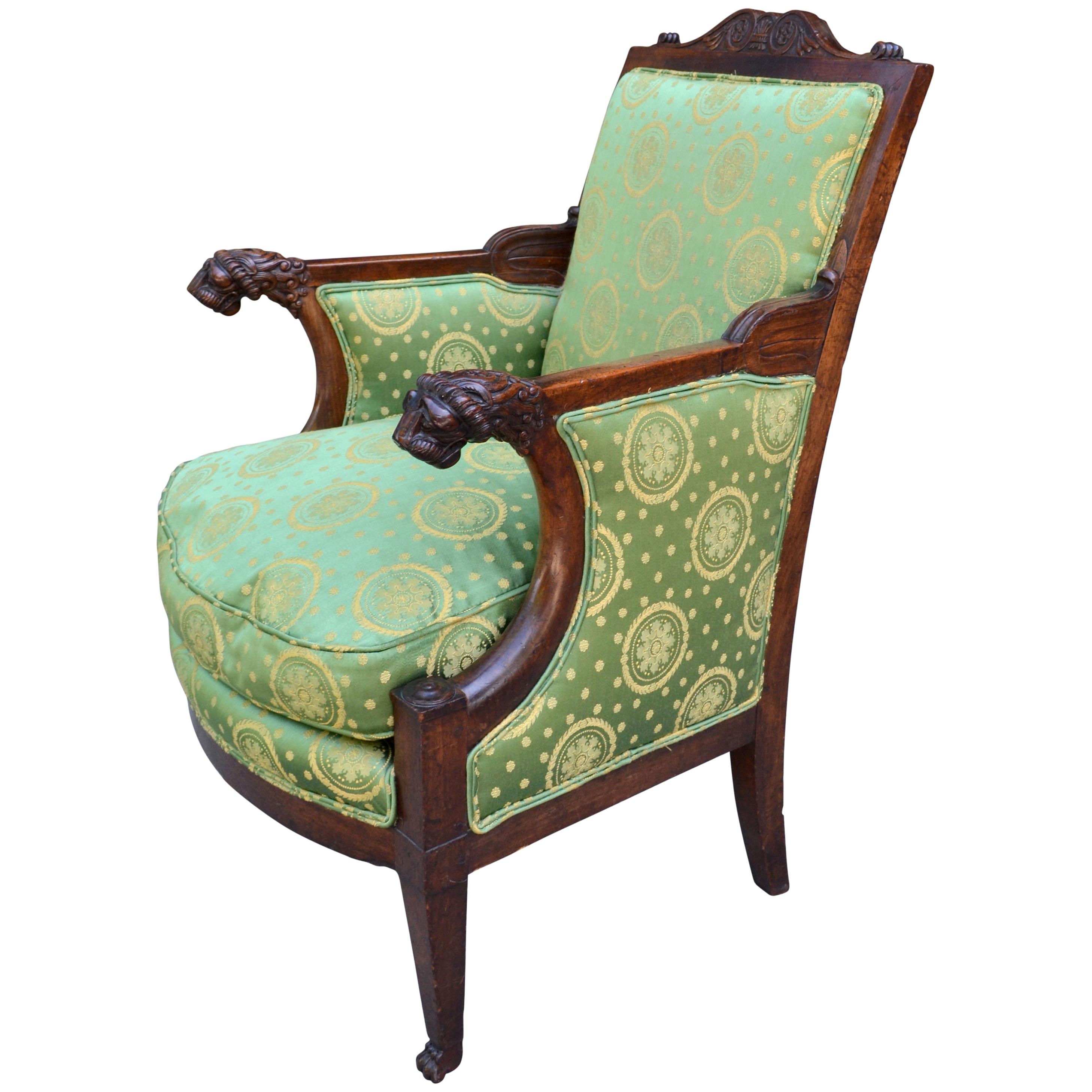 Early 19th Century French Empire Mahogany Armchair For Sale