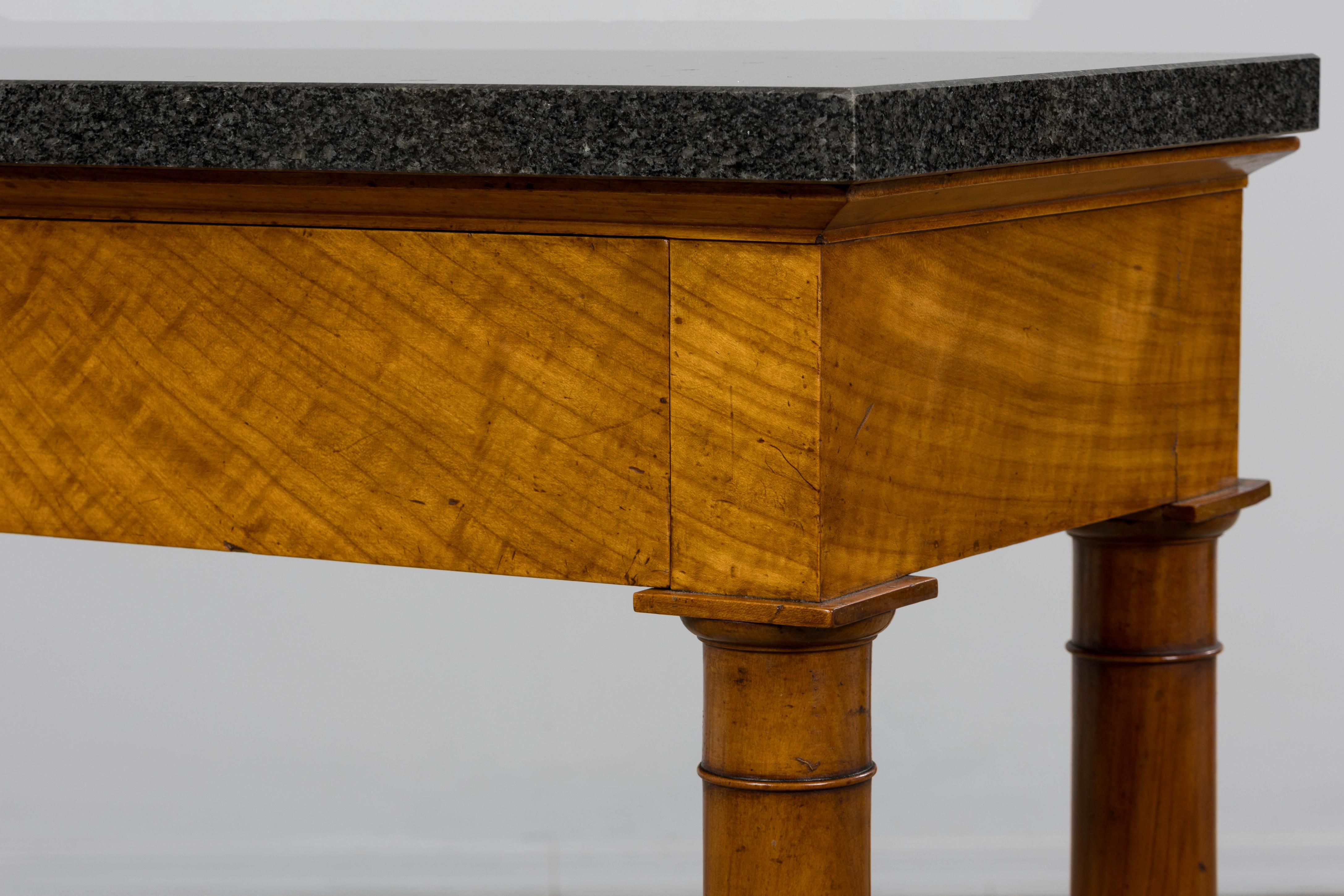Early 19th Century French Empire Mahogany Console W/ Dark Gray Granite Top For Sale 11