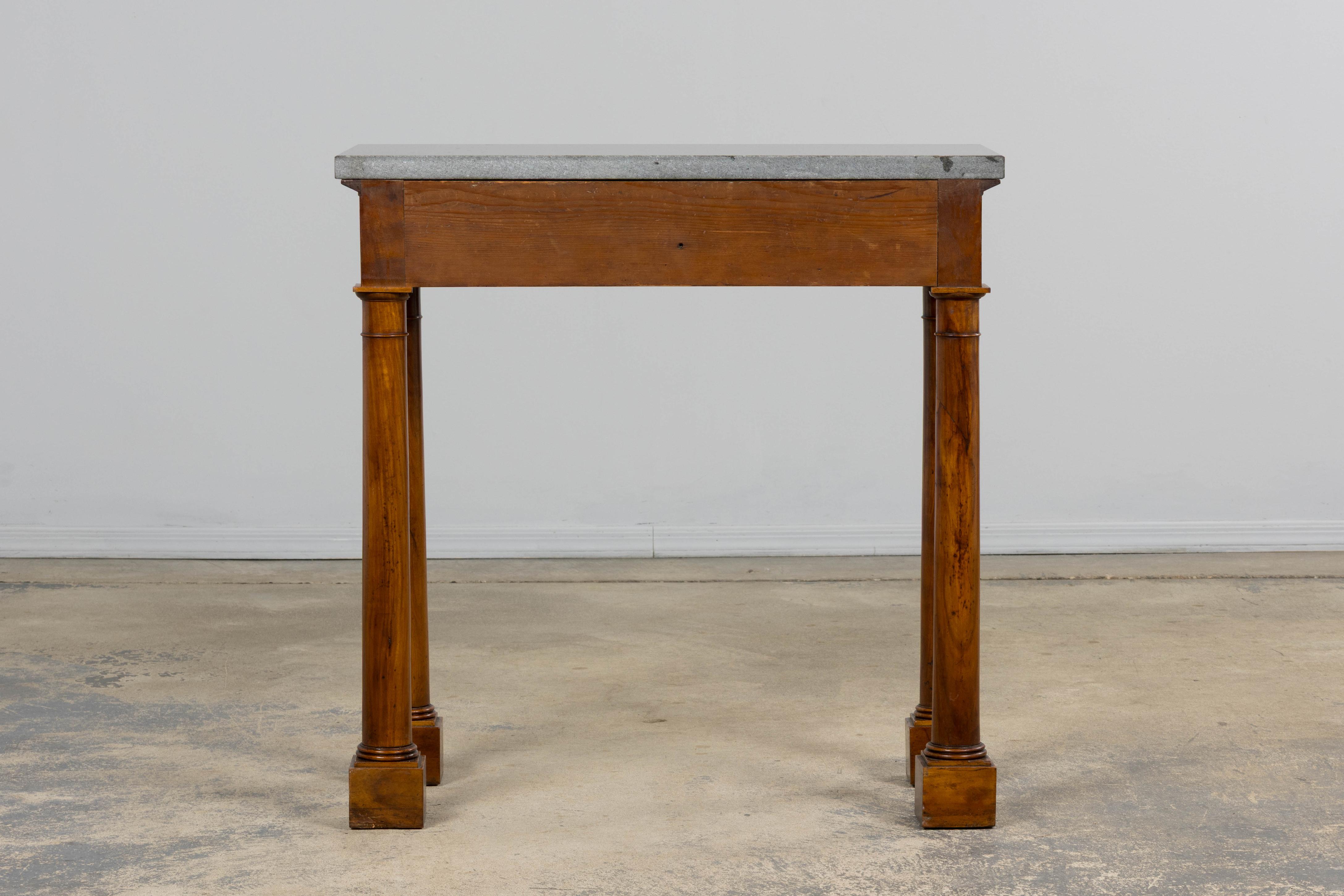 Early 19th Century French Empire Mahogany Console W/ Dark Gray Granite Top For Sale 13