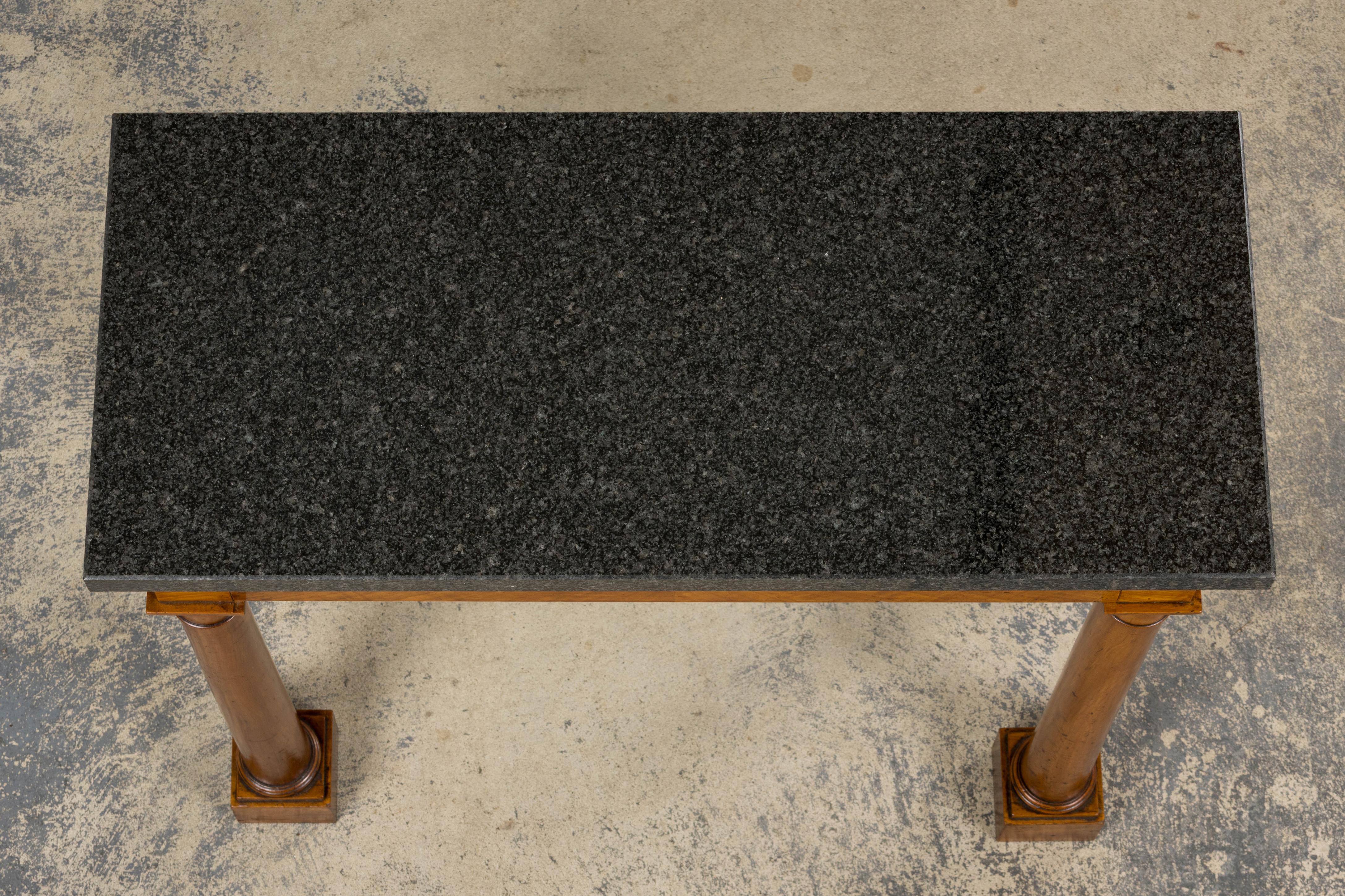Early 19th Century French Empire Mahogany Console W/ Dark Gray Granite Top In Good Condition For Sale In Astoria, NY