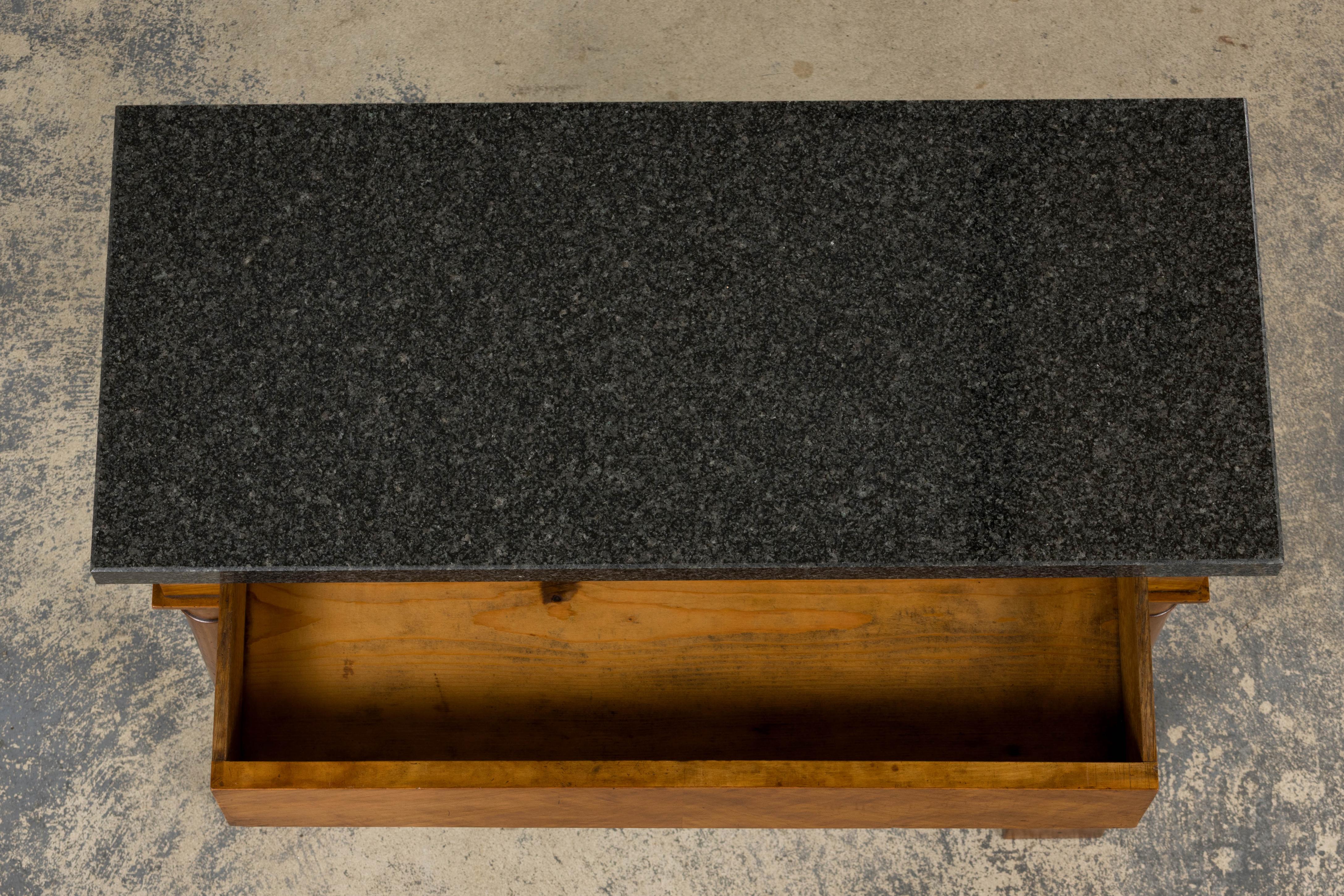 Early 19th Century French Empire Mahogany Console W/ Dark Gray Granite Top For Sale 1