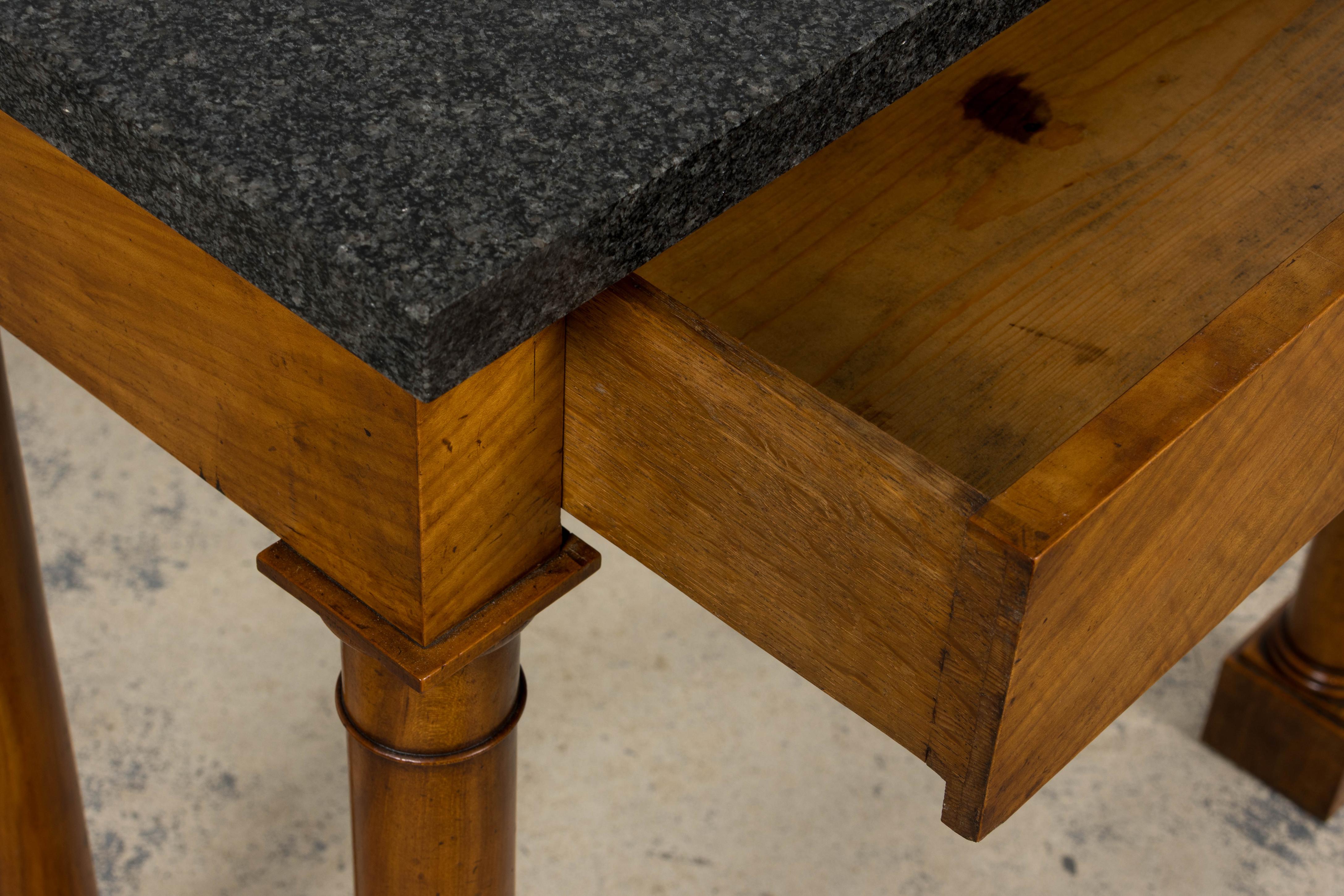 Early 19th Century French Empire Mahogany Console W/ Dark Gray Granite Top For Sale 3