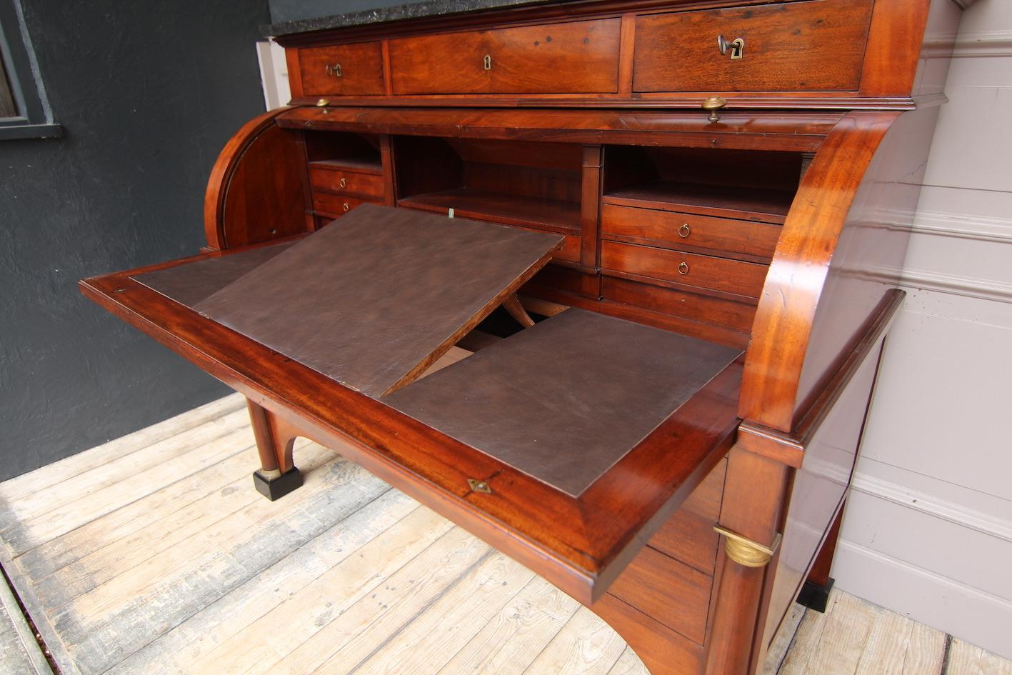 Early 19th Century French Empire Mahogany Cylinder Bureau Writing Desk 2