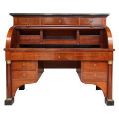 Early 19th Century French Empire Mahogany Cylinder Bureau Writing Desk