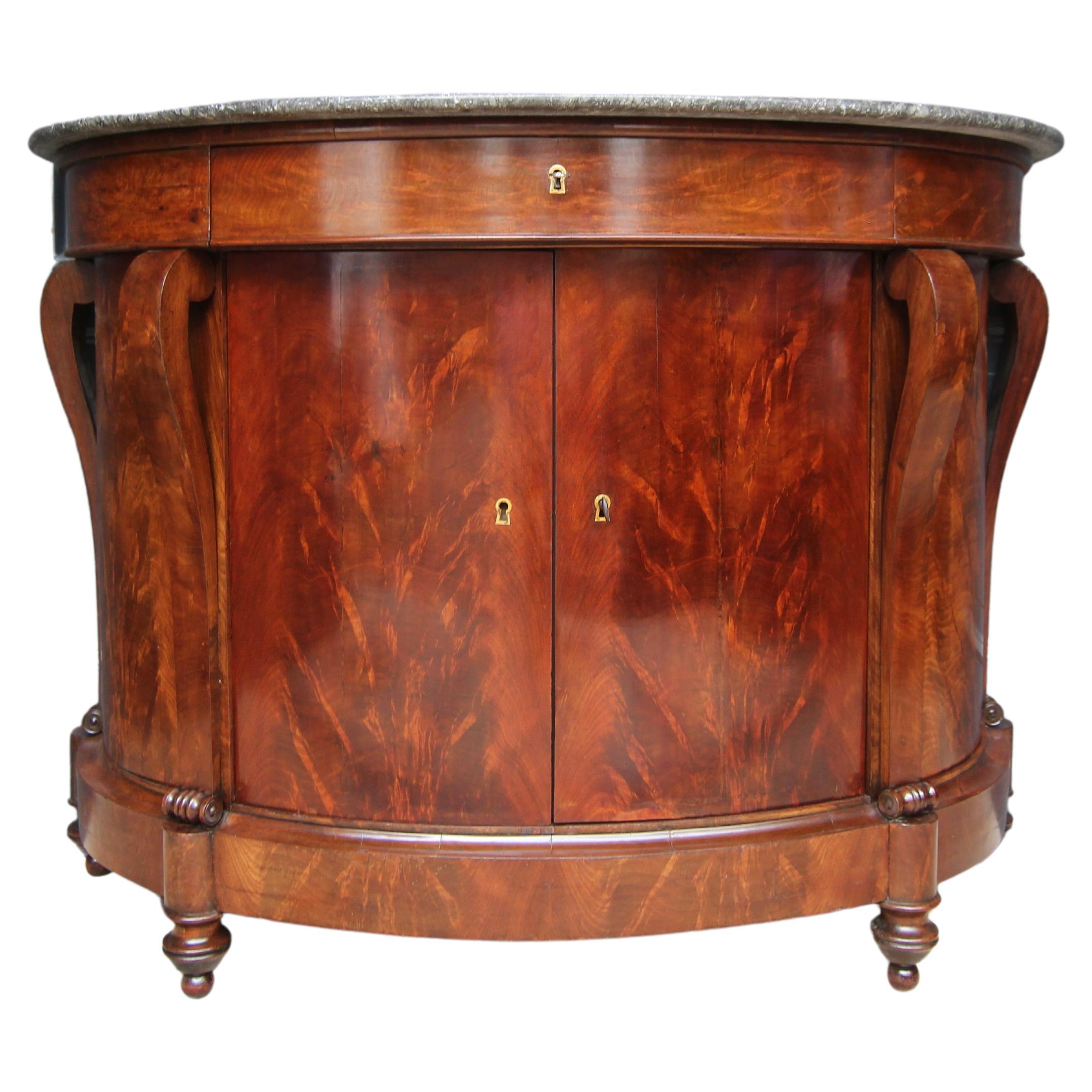 Early 19th Century French Empire Mahogany Demilune Cabinet For Sale