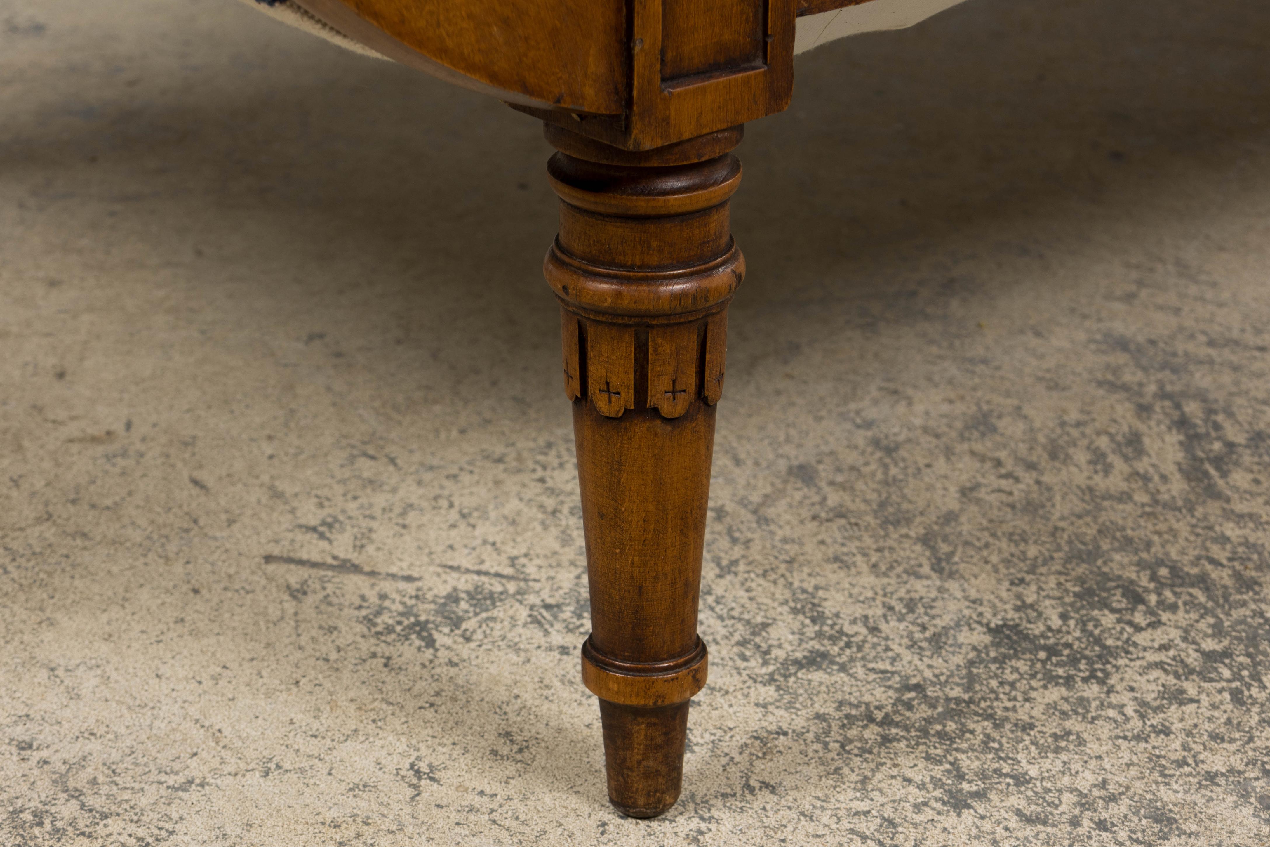 Frühes 19. Jahrhundert Französisch Empire Mahagoni Recamier in gestreiften Jacquard im Angebot 7