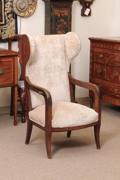 Early 19th Century French Empire Mahogany Wing Chair with Adjustable Back