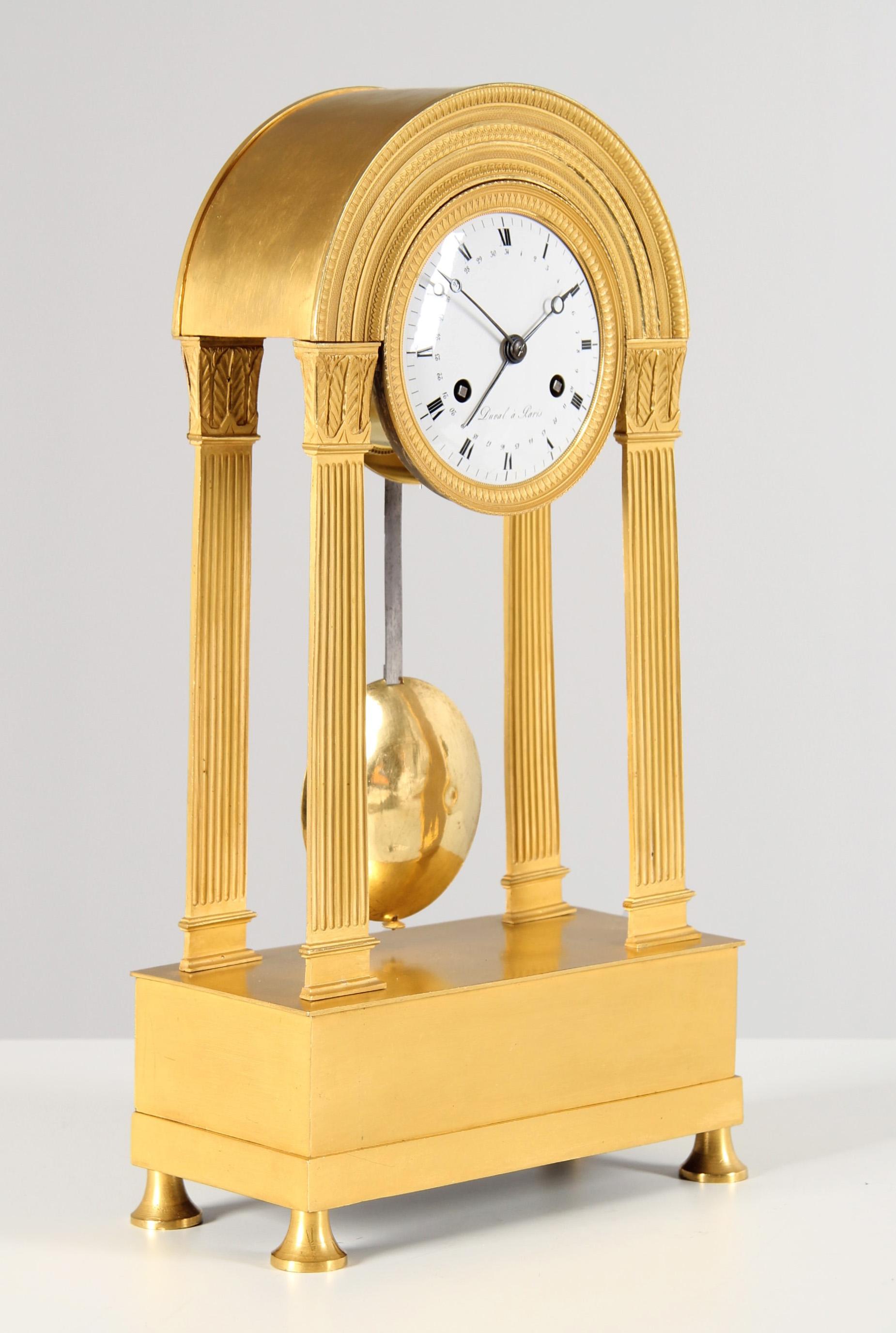 Early 19th Century French Empire Mantel Clock, Portal Pendule, Paris circa 1820 For Sale 5