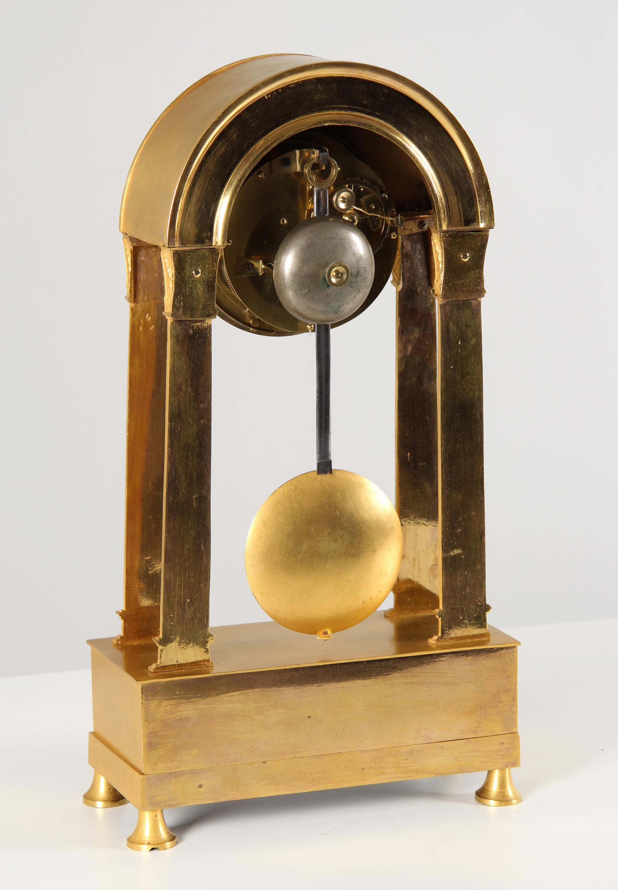 Early 19th Century French Empire Mantel Clock, Portal Pendule, Paris circa 1820 For Sale 6