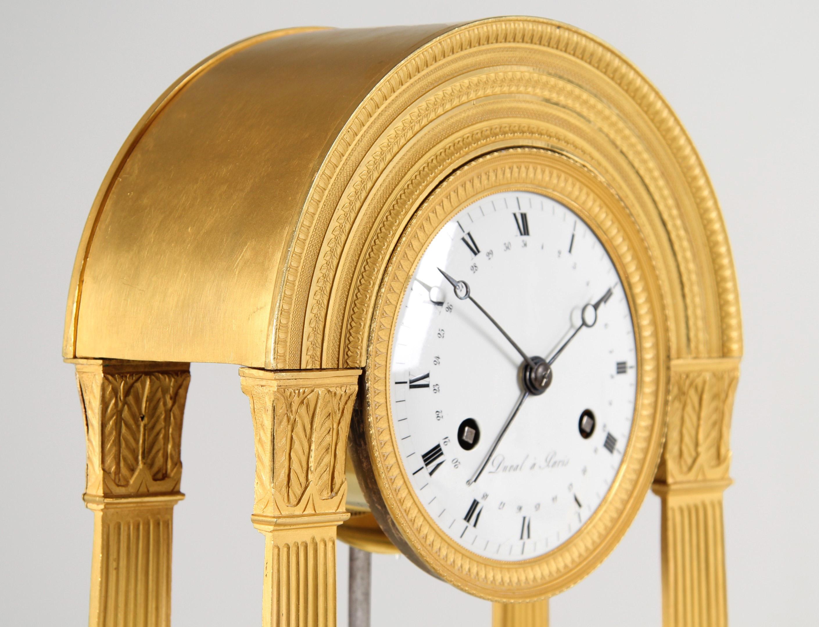 Early 19th Century French Empire Mantel Clock, Portal Pendule, Paris circa 1820 For Sale 4